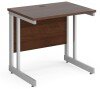 Gentoo Rectangular Desk with Twin Cantilever Legs - 800mm x 600mm - Walnut