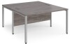 Gentoo Back to Back Desk with H-frame Leg 1400 x 1600mm - Grey Oak