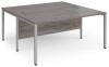 Gentoo Back to Back Desk with H-frame Leg 1600 x 1600mm - Grey Oak