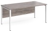 Gentoo Single Desk with H-frame Leg 1600 x 800mm - Grey Oak