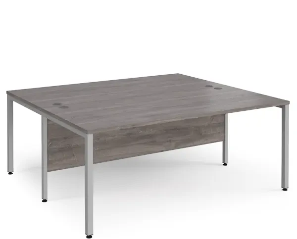 Gentoo Back to Back Desk with H-frame Leg 1800 x 1600mm - Grey Oak