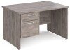 Gentoo Rectangular Desk with Panel End Legs and 2 Drawer Fixed Pedestal - 1200mm x 800mm - Grey Oak
