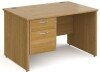 Gentoo Rectangular Desk with Panel End Legs and 2 Drawer Fixed Pedestal - 1200mm x 800mm - Oak