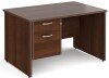 Gentoo Rectangular Desk with Panel End Legs and 2 Drawer Fixed Pedestal - 1200mm x 800mm - Walnut
