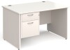 Gentoo Rectangular Desk with Panel End Legs and 2 Drawer Fixed Pedestal - 1200mm x 800mm - White