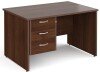 Gentoo Rectangular Desk with Panel End Legs and 3 Drawer Fixed Pedestal - 1200mm x 800mm - Walnut