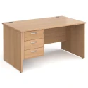Gentoo Rectangular Desk with Panel End Legs and 3 Drawer Fixed Pedestal - 1400mm x 800mm