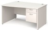 Gentoo Wave Desk with 2 Drawer Pedestal and Panel End Leg 1400 x 990mm - White