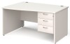 Gentoo Wave Desk with 3 Drawer Pedestal and Panel End Leg 1400 x 990mm - White