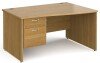 Gentoo Wave Desk with 2 Drawer Pedestal and Panel End Leg 1400 x 990mm - Oak