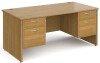 Gentoo Rectangular Desk with Panel End Legs, 2 and 2 Drawer Fixed Pedestals - 1600mm x 800mm - Oak