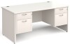 Gentoo Rectangular Desk with Panel End Legs, 2 and 2 Drawer Fixed Pedestals - 1600mm x 800mm - White