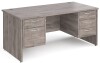Gentoo Rectangular Desk with Panel End Legs, 2 and 3 Drawer Fixed Pedestals - 1600mm x 800mm - Grey Oak
