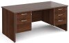 Gentoo Rectangular Desk with Panel End Legs, 2 and 3 Drawer Fixed Pedestals - 1600mm x 800mm - Walnut