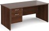 Gentoo Rectangular Desk with Panel End Legs and 2 Drawer Fixed Pedestal - 1600mm x 800mm - Walnut