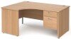 Gentoo Corner Desk with 2 Drawer Pedestal and Panel End Leg 1600 x 1200mm - Beech