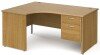 Gentoo Corner Desk with 2 Drawer Pedestal and Panel End Leg 1600 x 1200mm - Oak