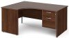 Gentoo Corner Desk with 2 Drawer Pedestal and Panel End Leg 1600 x 1200mm - Walnut