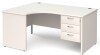 Gentoo Corner Desk with 3 Drawer Pedestal and Panel End Leg 1600 x 1200mm - White