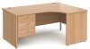 Gentoo Corner Desk with 3 Drawer Pedestal and Panel End Leg 1600 x 1200mm - Beech