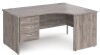 Gentoo Corner Desk with 3 Drawer Pedestal and Panel End Leg 1600 x 1200mm - Grey Oak