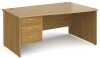 Gentoo Wave Desk with 3 Drawer Pedestal and Panel End Leg 1600 x 1200mm - Oak