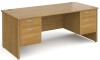 Gentoo Rectangular Desk with Panel End Legs, 2 and 2 Drawer Fixed Pedestals - 1800mm x 800mm - Oak