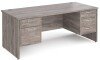Gentoo Rectangular Desk with Panel End Legs, 2 and 3 Drawer Fixed Pedestals - 1800mm x 800mm - Grey Oak
