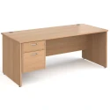 Gentoo Rectangular Desk with Panel End Legs and 2 Drawer Fixed Pedestal - 1800mm x 800mm