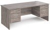 Gentoo Rectangular Desk with Panel End Legs, 3 and 3 Drawer Fixed Pedestals - 1800mm x 800mm - Grey Oak