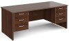 Gentoo Rectangular Desk with Panel End Legs, 3 and 3 Drawer Fixed Pedestals - 1800mm x 800mm - Walnut