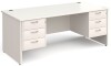 Gentoo Rectangular Desk with Panel End Legs, 3 and 3 Drawer Fixed Pedestals - 1800mm x 800mm - White