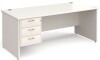 Gentoo Rectangular Desk with Panel End Legs and 3 Drawer Fixed Pedestal - 1800mm x 800mm - White