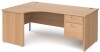 Gentoo Corner Desk with 2 Drawer Pedestal and Panel End Leg 1800 x 1200mm - Beech