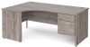 Gentoo Corner Desk with 2 Drawer Pedestal and Panel End Leg 1800 x 1200mm - Grey Oak