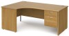 Gentoo Corner Desk with 2 Drawer Pedestal and Panel End Leg 1800 x 1200mm - Oak