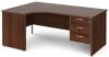 Gentoo Corner Desk with 3 Drawer Pedestal and Panel End Leg 1800 x 1200mm - Walnut