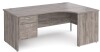 Gentoo Corner Desk with 2 Drawer Pedestal and Panel End Leg 1800 x 1200mm - Grey Oak