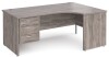 Gentoo Corner Desk with 3 Drawer Pedestal and Panel End Leg 1800 x 1200mm - Grey Oak