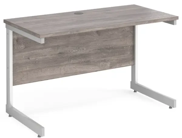 Gentoo Rectangular Desk with Single Cantilever Legs - 1200 x 600mm - Grey Oak