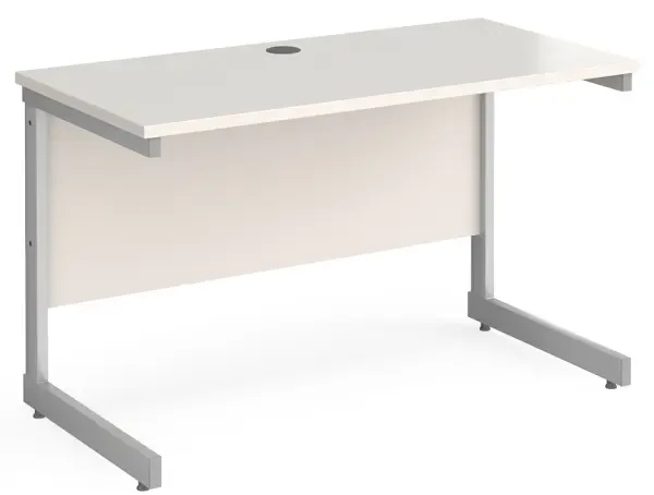 Gentoo Rectangular Desk with Single Cantilever Legs - 1200 x 600mm - White