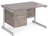 Gentoo Rectangular Desk with Single Cantilever Legs and 2 Drawer Fixed Pedestal - 1200mm x 800mm - Grey Oak