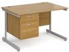 Gentoo Rectangular Desk with Single Cantilever Legs and 2 Drawer Fixed Pedestal - 1200mm x 800mm - Oak