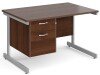 Gentoo Rectangular Desk with Single Cantilever Legs and 2 Drawer Fixed Pedestal - 1200mm x 800mm - Walnut