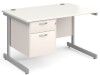 Gentoo Rectangular Desk with Single Cantilever Legs and 2 Drawer Fixed Pedestal - 1200mm x 800mm - White