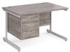 Gentoo Rectangular Desk with Single Cantilever Legs and 3 Drawer Fixed Pedestal - 1200mm x 800mm - Grey Oak