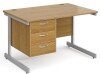 Gentoo Rectangular Desk with Single Cantilever Legs and 3 Drawer Fixed Pedestal - 1200mm x 800mm - Oak