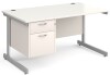 Gentoo Rectangular Desk with Single Cantilever Legs and 2 Drawer Fixed Pedestal - 1400mm x 800mm - White