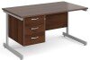 Gentoo Rectangular Desk with Single Cantilever Legs and 3 Drawer Fixed Pedestal - 1400mm x 800mm - Walnut