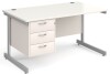 Gentoo Rectangular Desk with Single Cantilever Legs and 3 Drawer Fixed Pedestal - 1400mm x 800mm - White